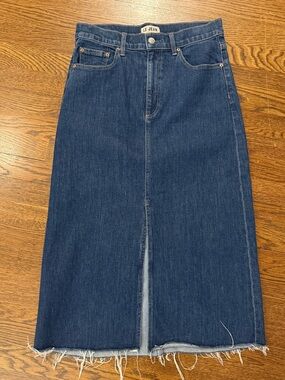 Le Jean Dark Blue Denim Midi Skirt with slit - Medium